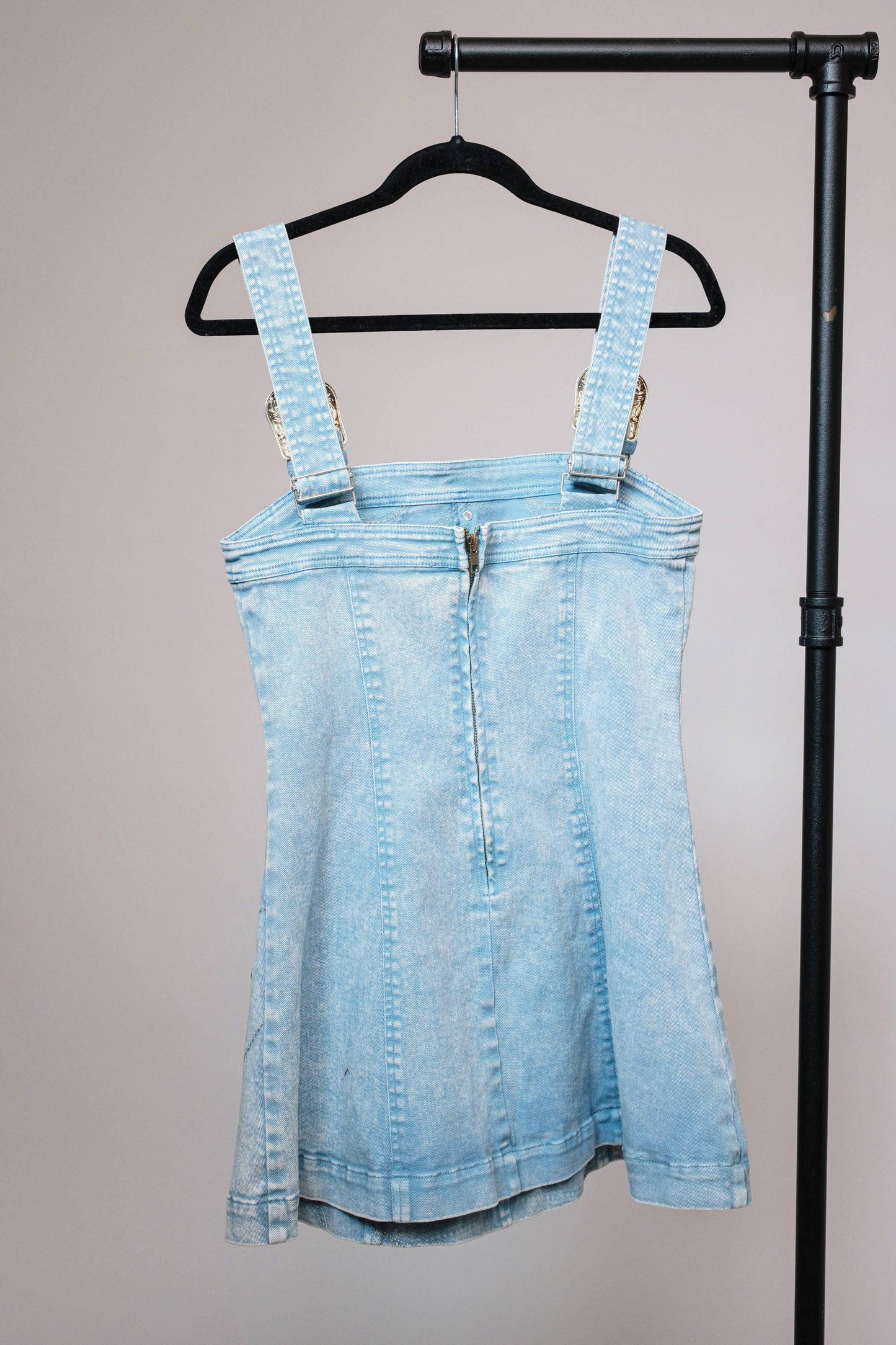 Blue B - 23466D - Studded Western Buckle Stretch Denim Dress