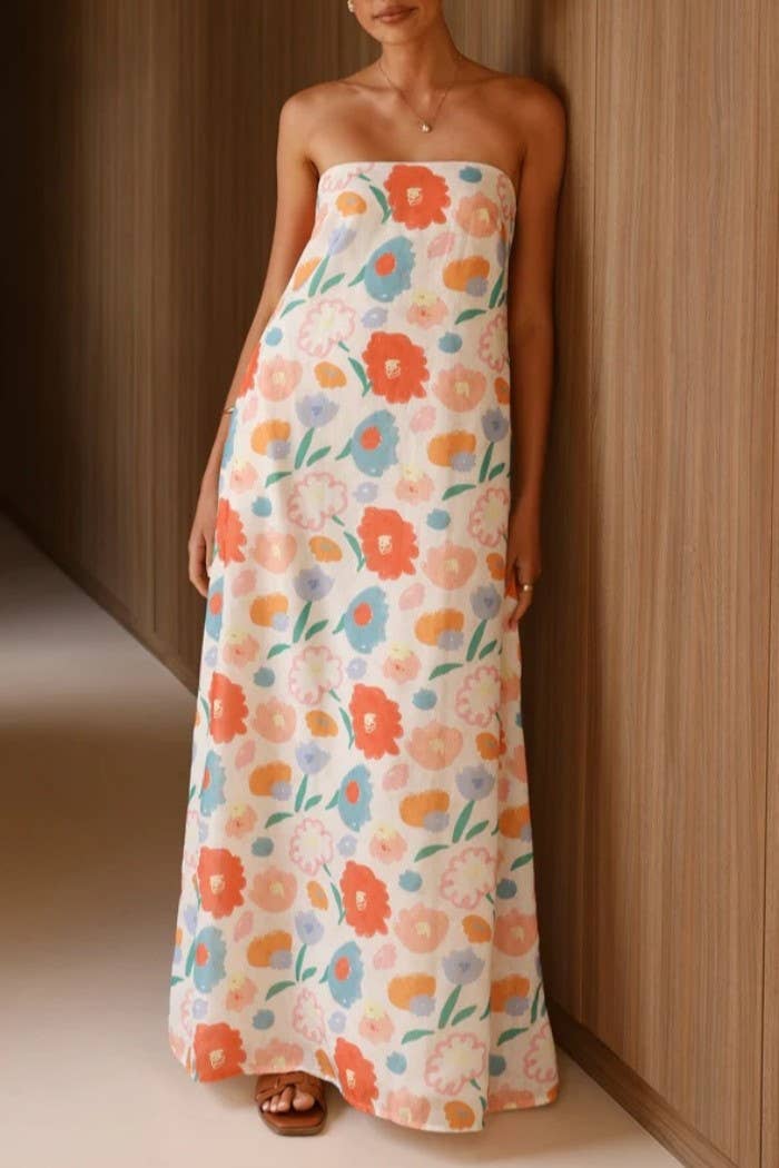 Rosa Clothing - Western cowgirl Desert Theme print strapless dress