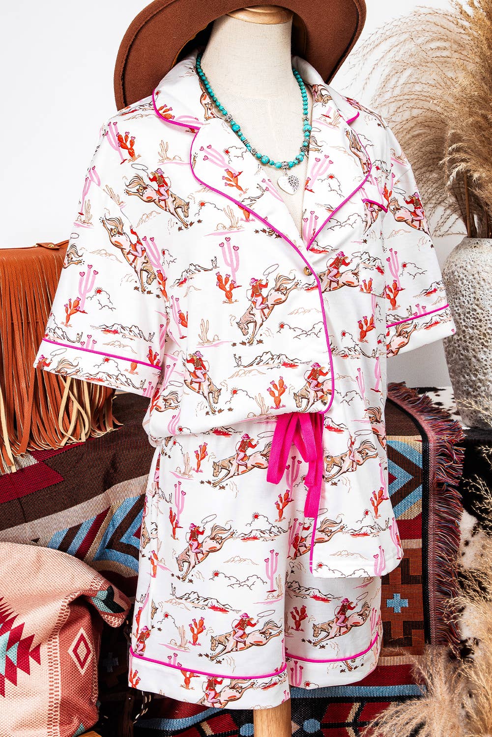 fashionworks - Fashion-W Western Cowgirl Country Print Pajamas Set