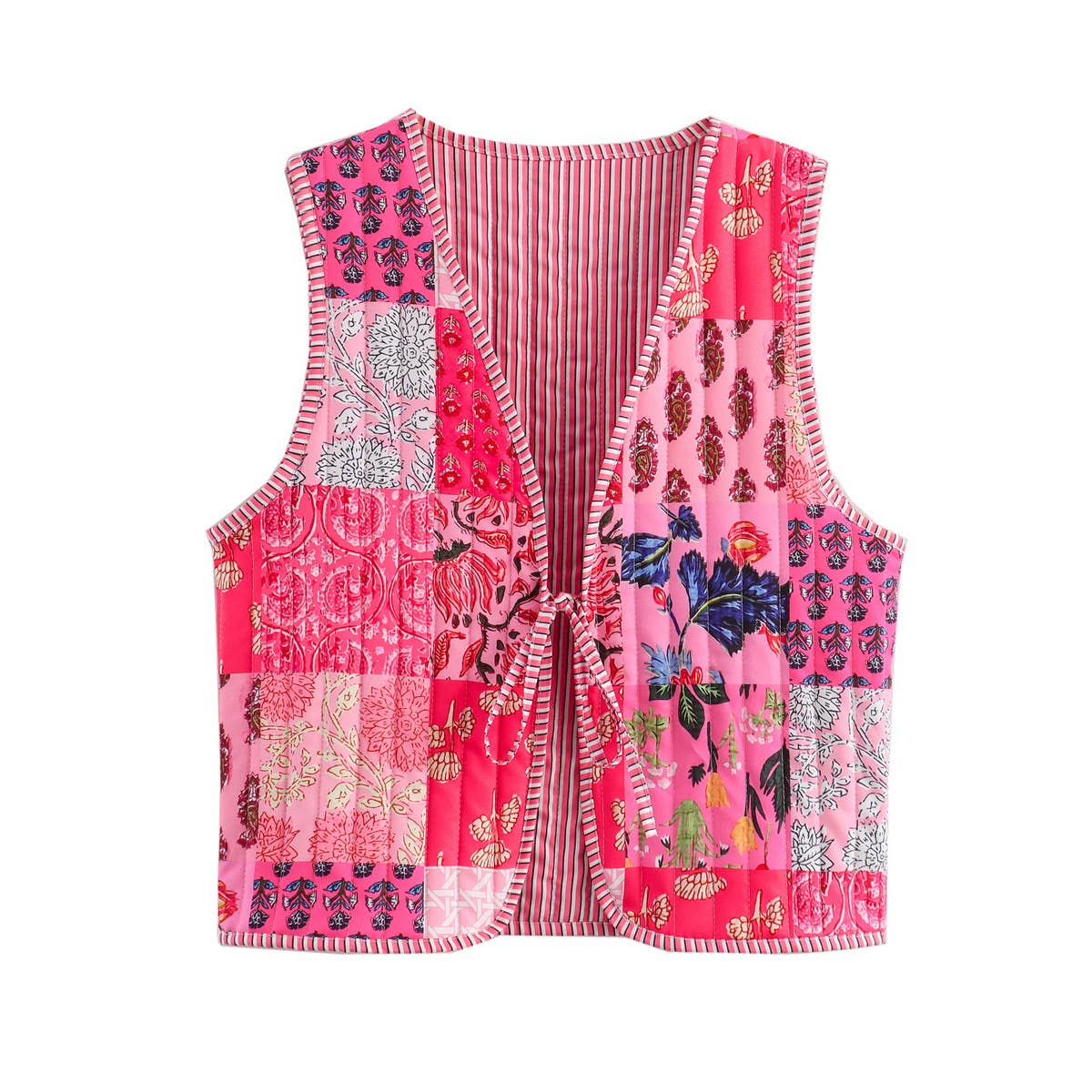 Rosa Clothing - Literary Retro Print Tether Padded Vest