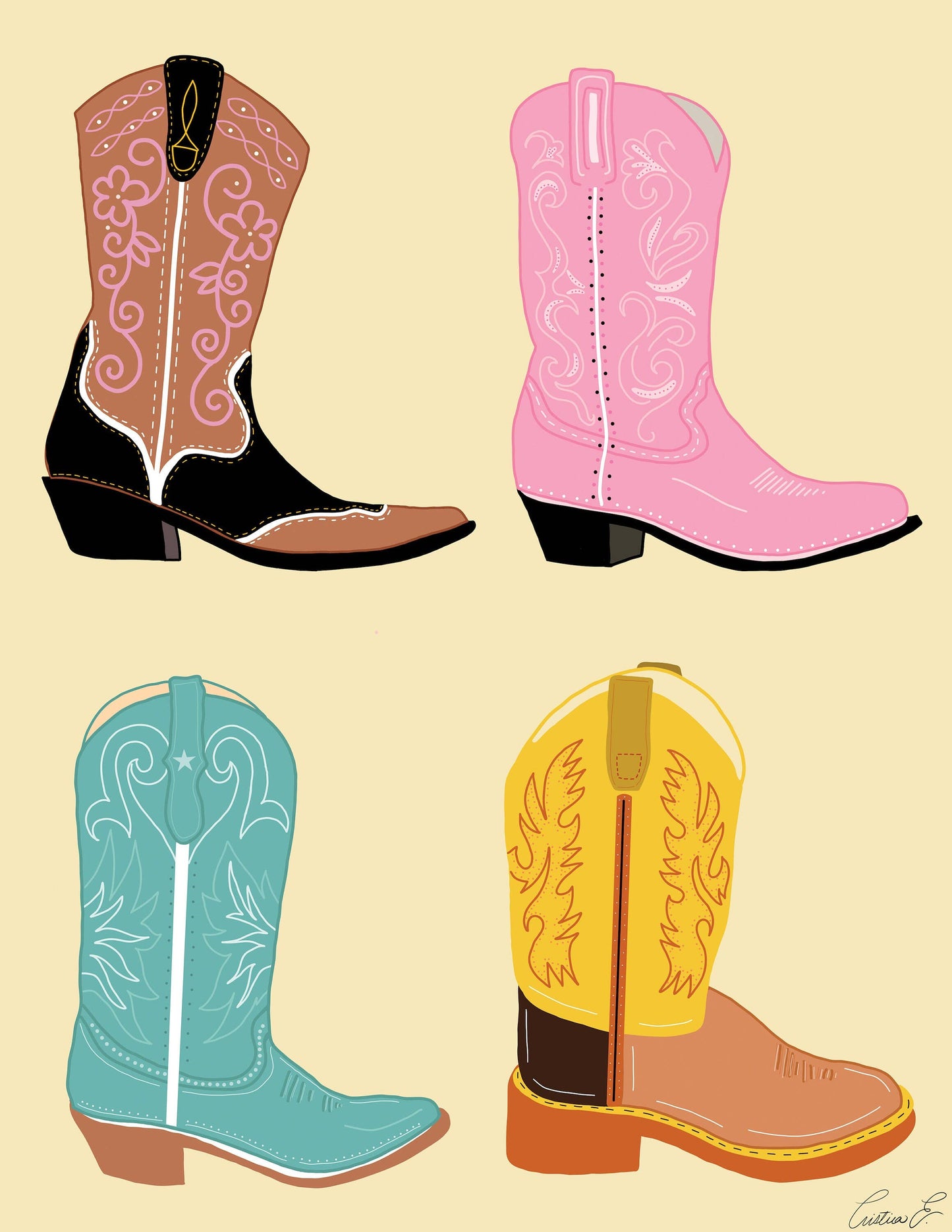 Cowgirl Boots Art Print | Western Wall Art | Cowgirl