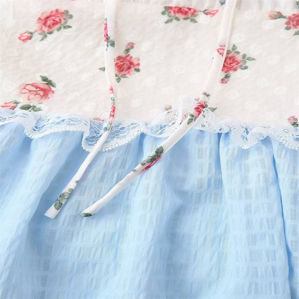 Rosa Clothing - Floral sheer mesh lace patchwork halter maxi flare dress