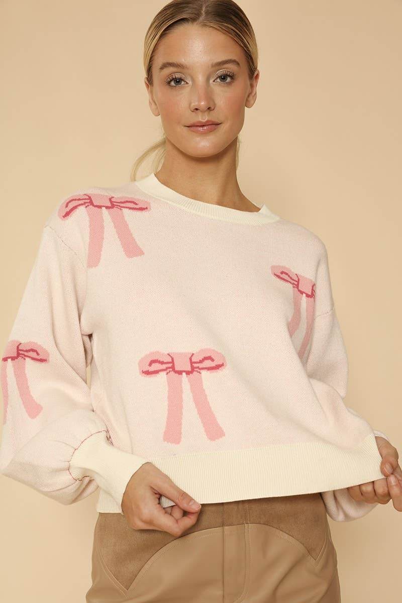 Miss Sparkling - Bow knit sweater