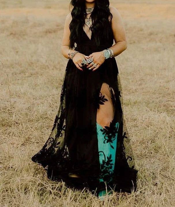 Rosa Clothing - Southern Country cowgirl Coachella Lace flare dress