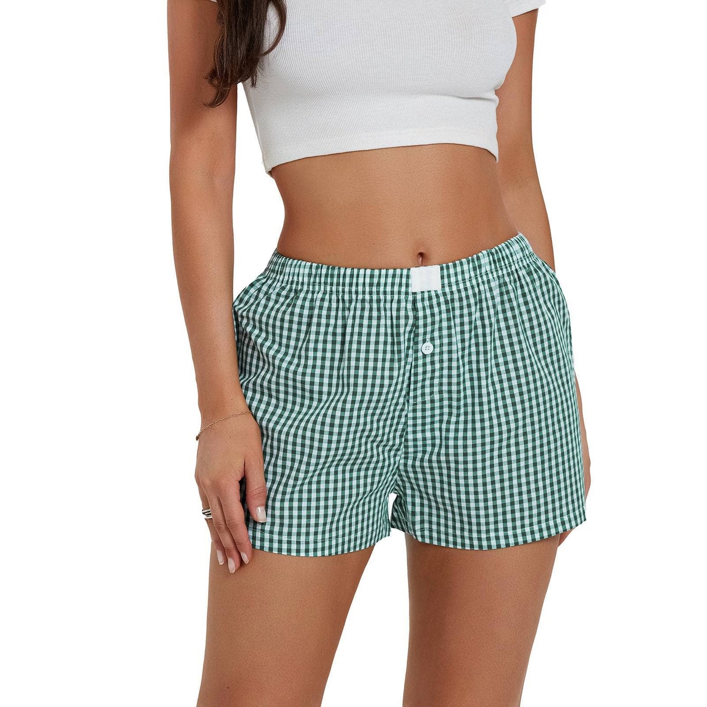 Rosa Clothing - Gingham Pull-On Boxer Shorts