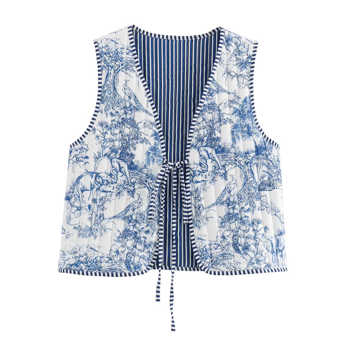 Rosa Clothing - Literary Retro Print Tether Padded Vest
