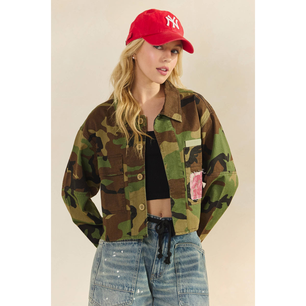 Veveret - Camo Sequins Contrast Jacket