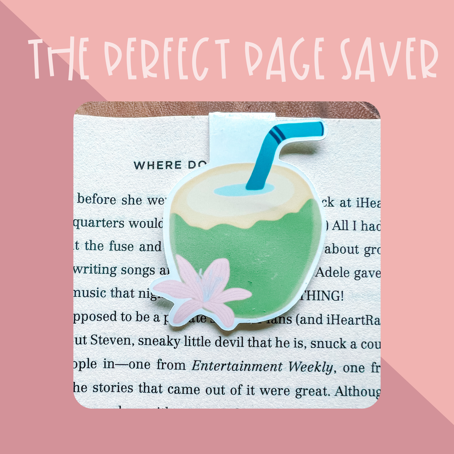 Coconut Magnetic Bookmark | Summer Bookmark | Page Saver