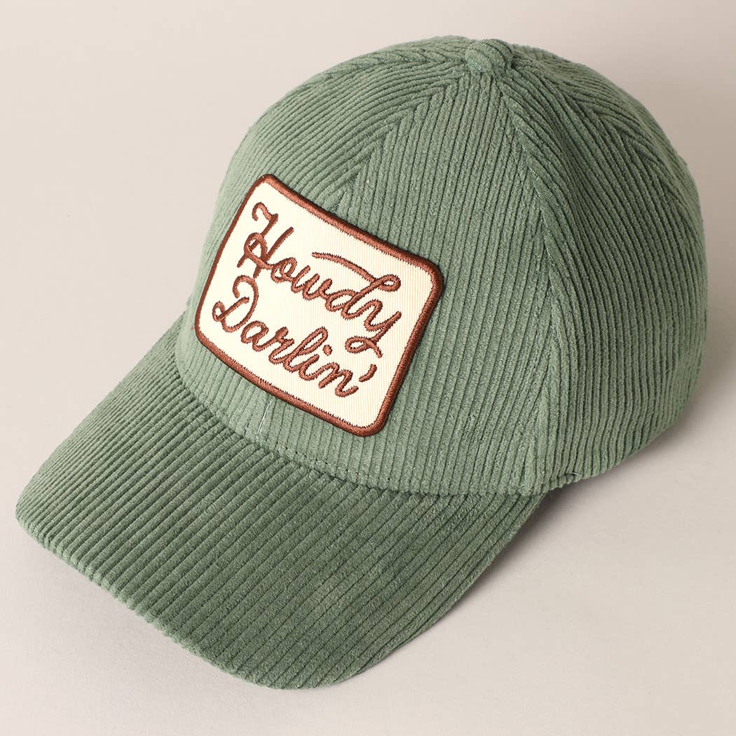 Fashion City - Howdy Darlin' Embroidery Patch Corduroy Cap