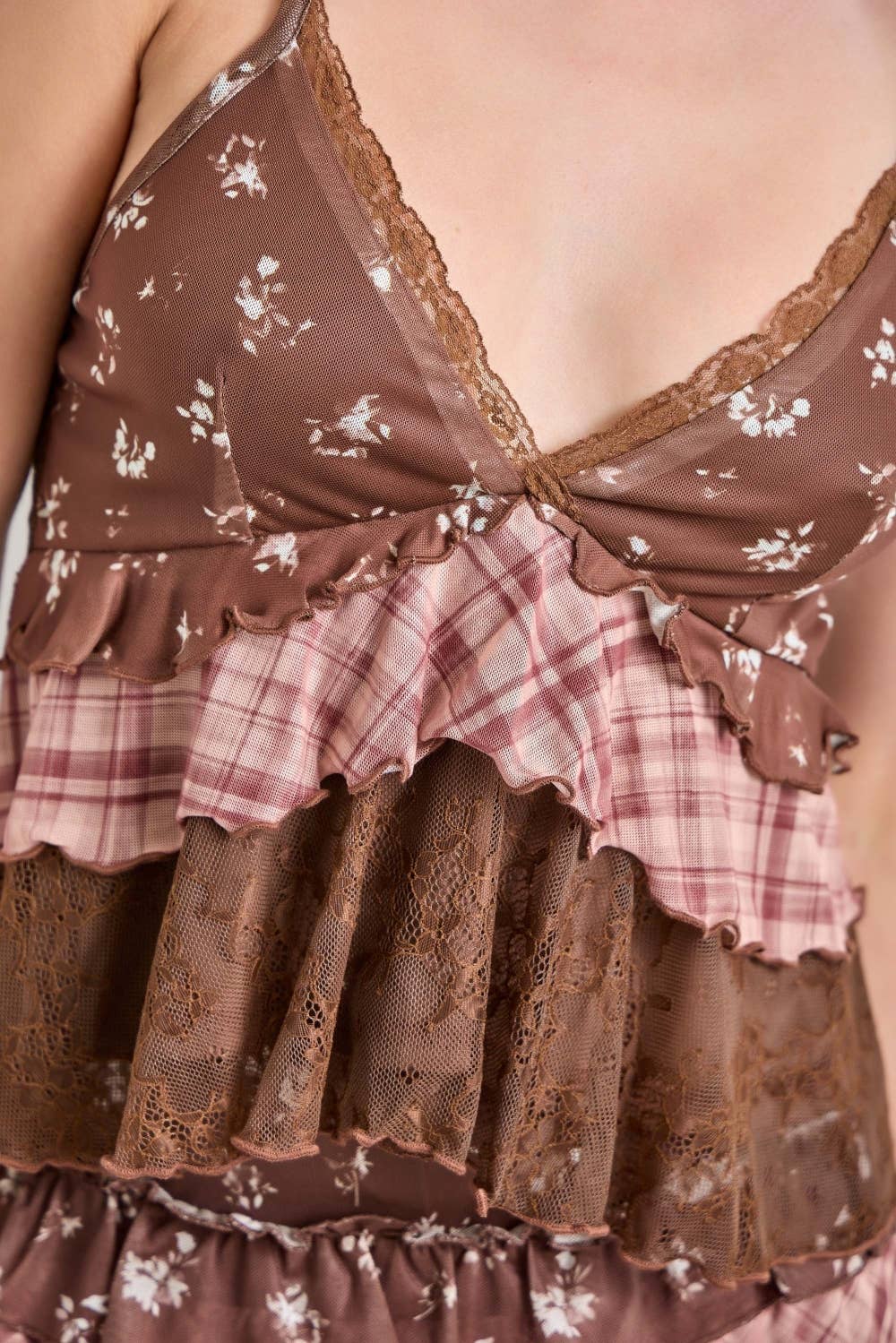 Baevely by Wellmade USA - MULTI PRINT RUFFLED CAMI TOP