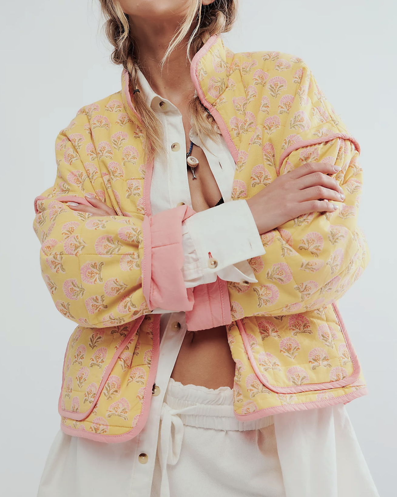 Rosa Clothing - Floral Print Versatile Loose Jacket