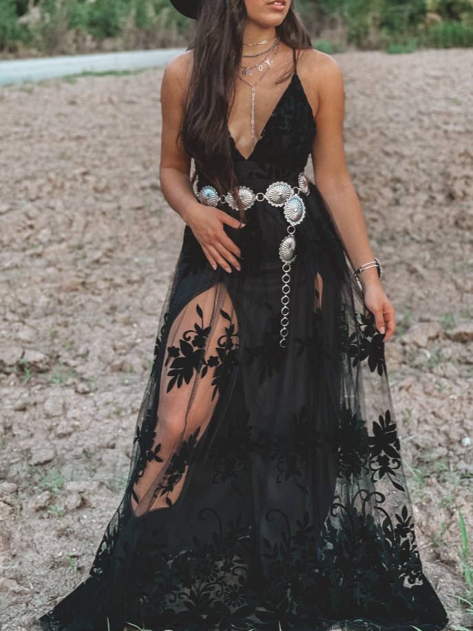 Rosa Clothing - Southern Country cowgirl Coachella Lace flare dress