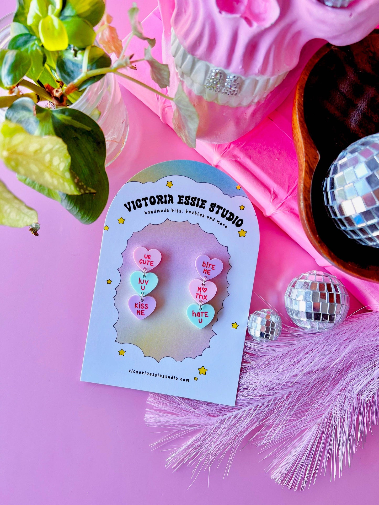 Victoria Essie Studio - Conversation Heart Valentine's Day Earrings