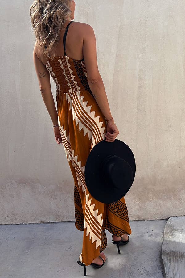 Rosa - AztecPrint Slip Midi Dress