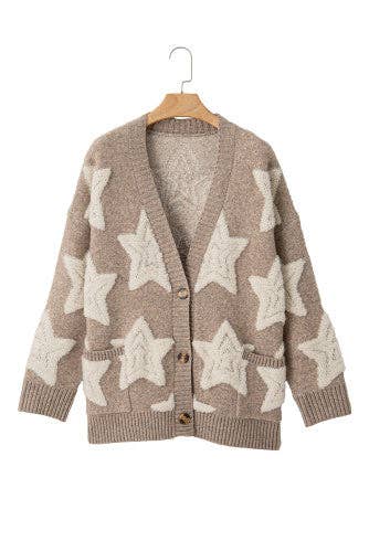 Crossed Arrows Clothing Wholesale co. - Star Pattern Textured Sweater Cardigan with Pockets