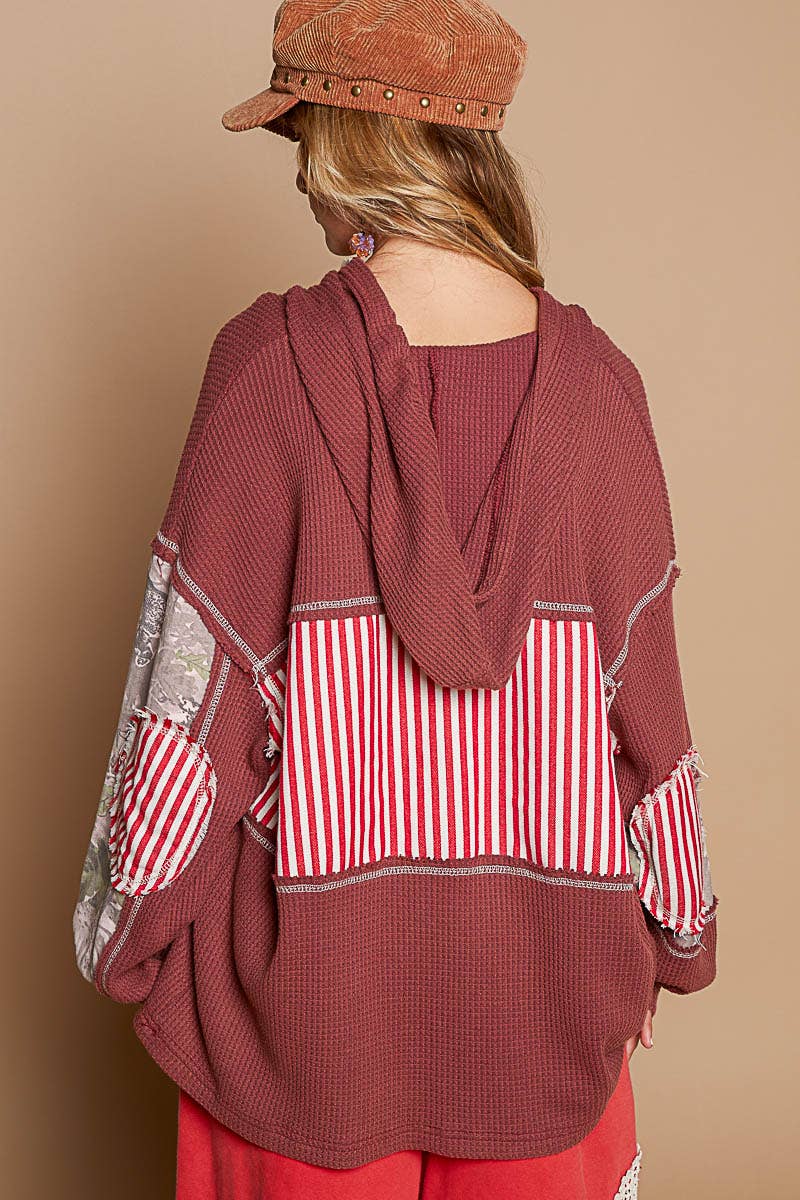 Pol Clothing - Printed camo sleeve elbow patches solid top SALE
