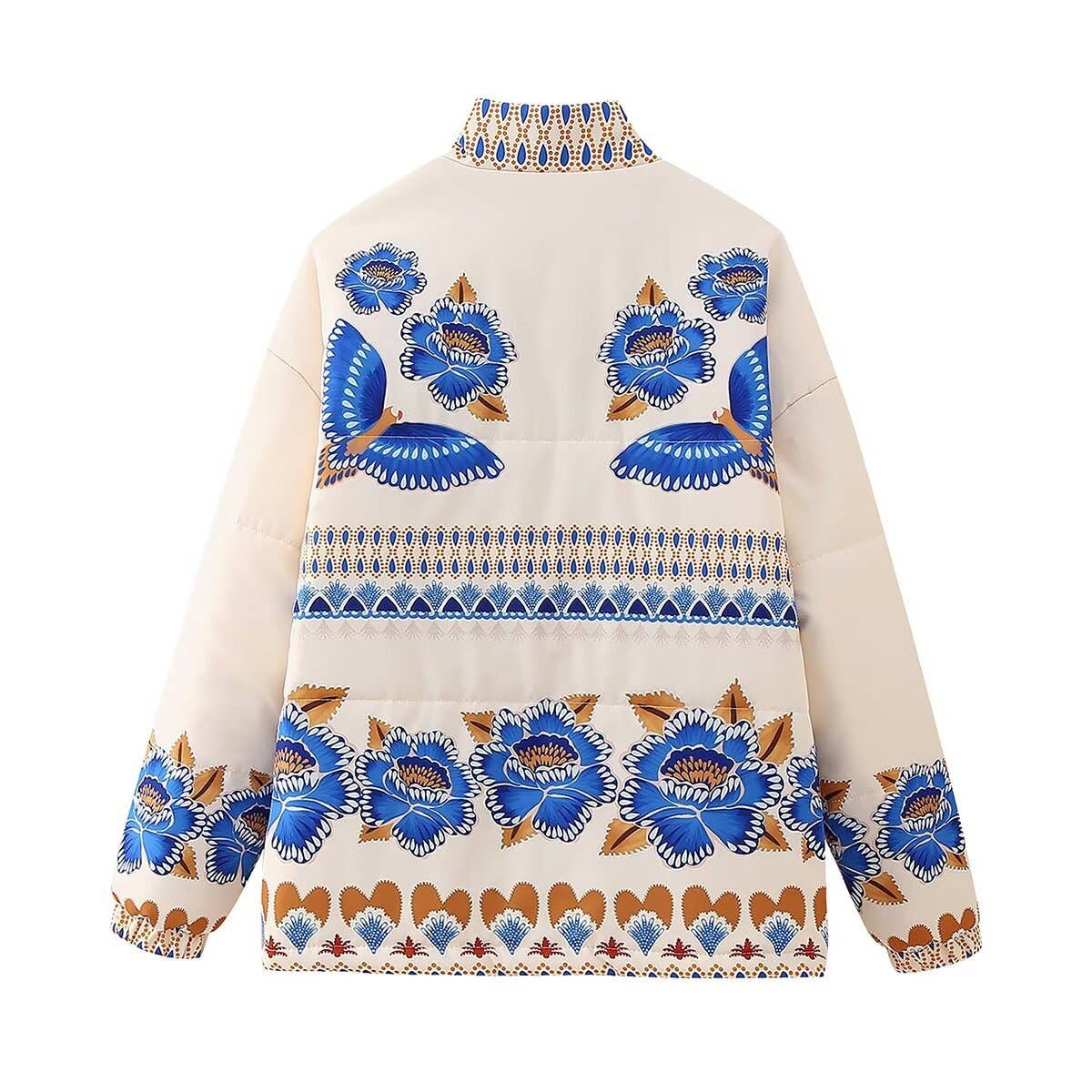 Rosa Clothing - Fashion Floral Positioning Prints Quilted Jacket