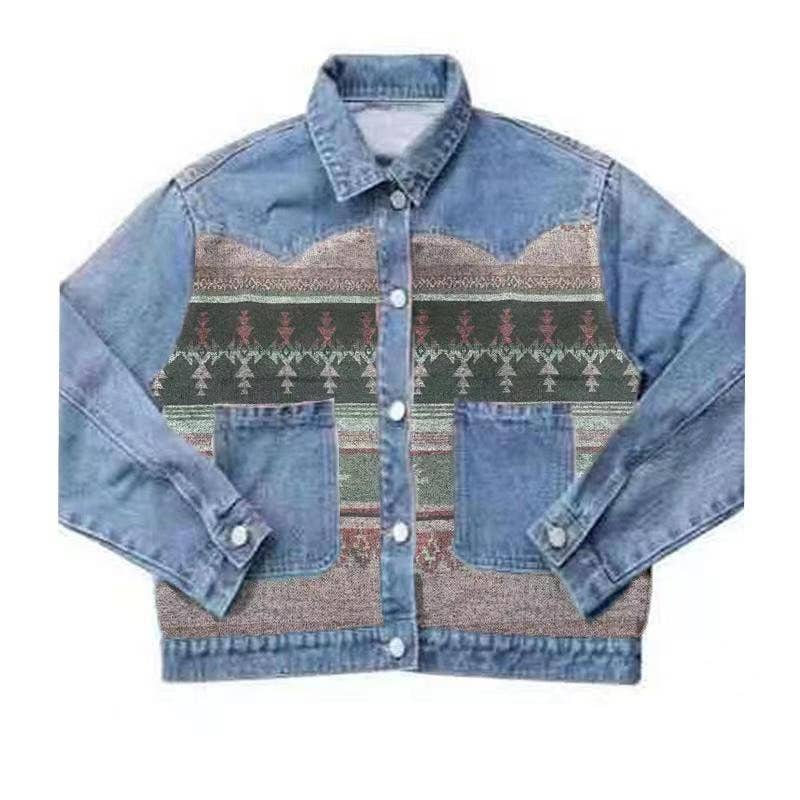 Miss Sparkling - Denim Jacket with contrast fabric