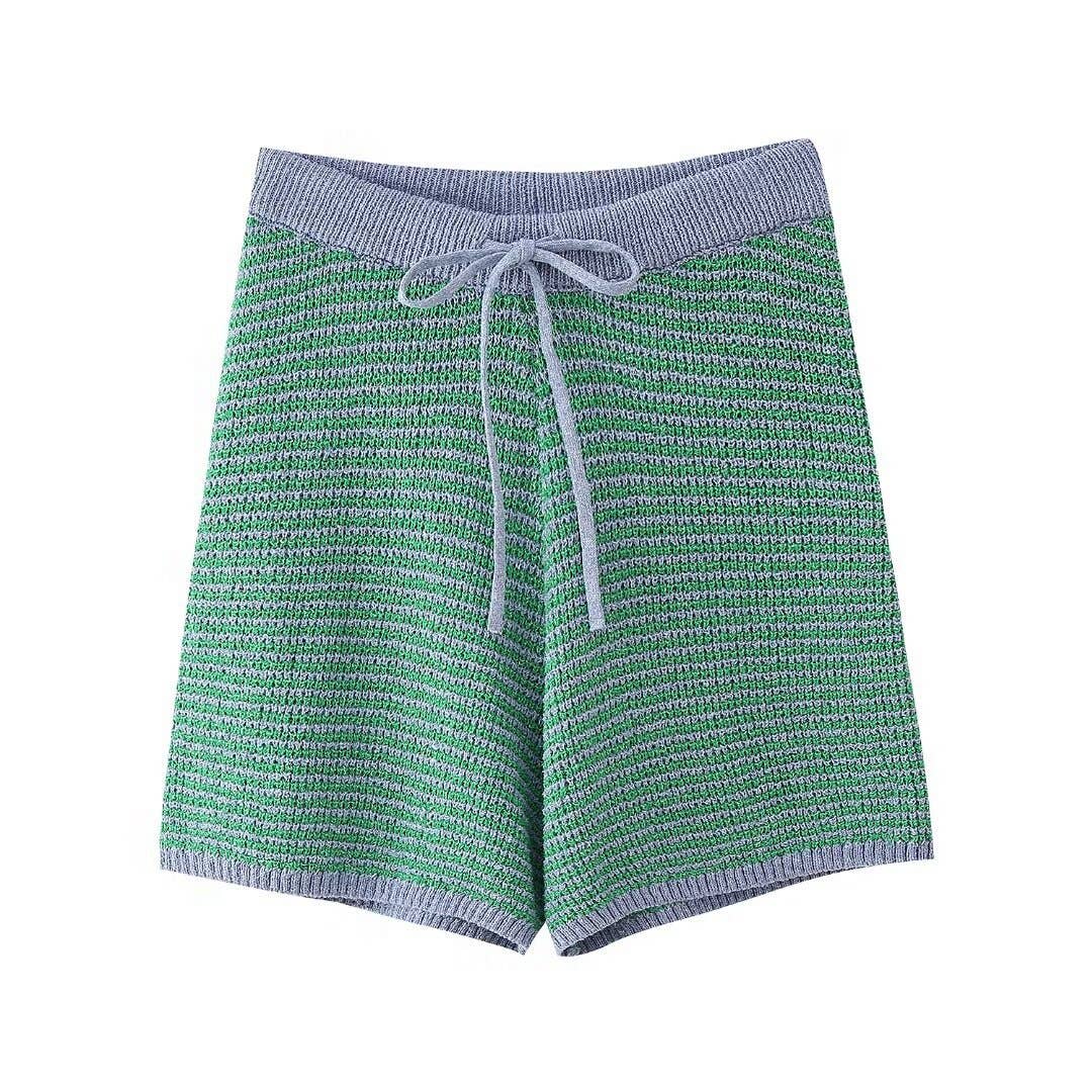 Rosa Clothing - Polo Collar Knitted Top And High-Waisted Shorts