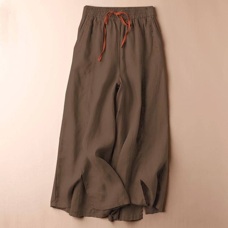 Rosa Clothing - Comfy Daily Elastic Waist Drawstring Wide Leg Pants