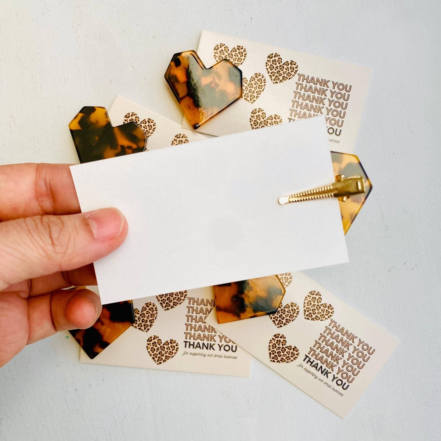 Tiny Gift Society - Thank You Gifts Leopard Heart Hair Clip | Thank You Card