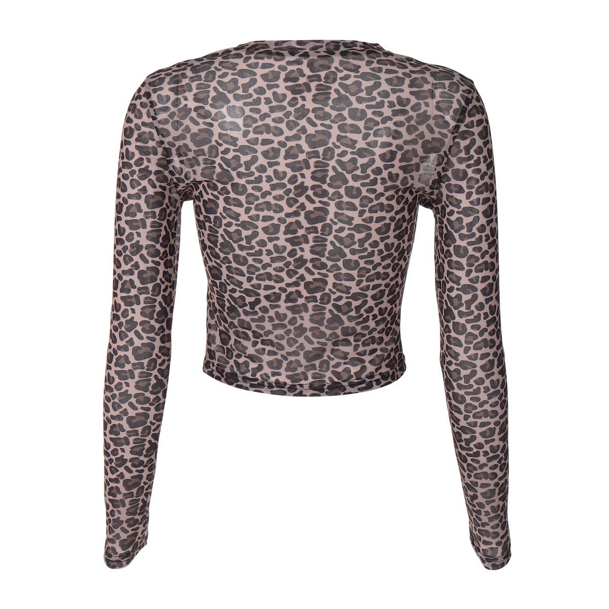 Rosa Clothing - Leopard semi sheer mesh see-through long sleeve Top