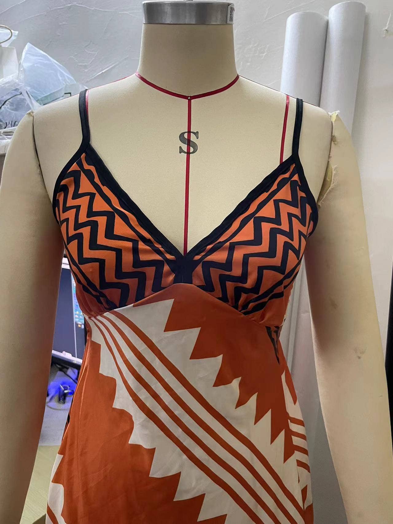 Rosa - AztecPrint Slip Midi Dress