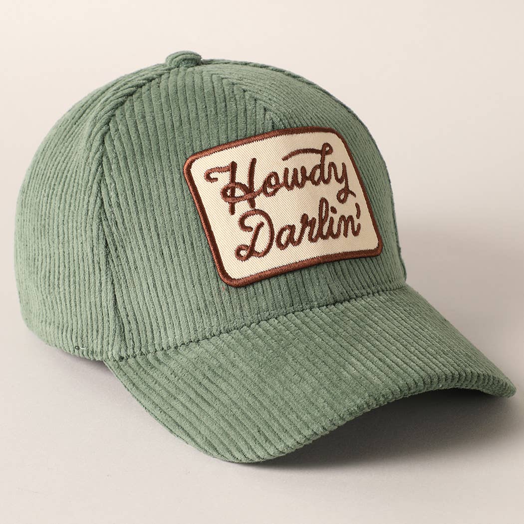 Fashion City - Howdy Darlin' Embroidery Patch Corduroy Cap