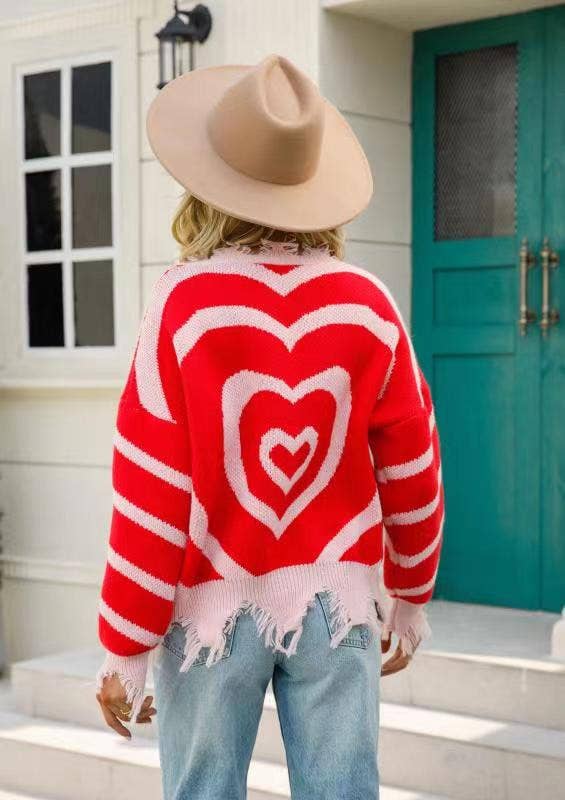 Miss Sparkling - Heart Distressed Sweater