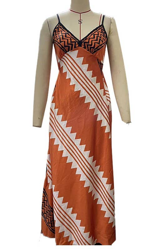 Rosa - AztecPrint Slip Midi Dress