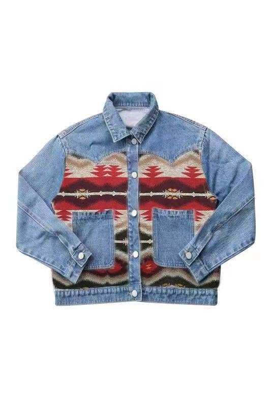 Miss Sparkling - Denim Jacket with contrast fabric