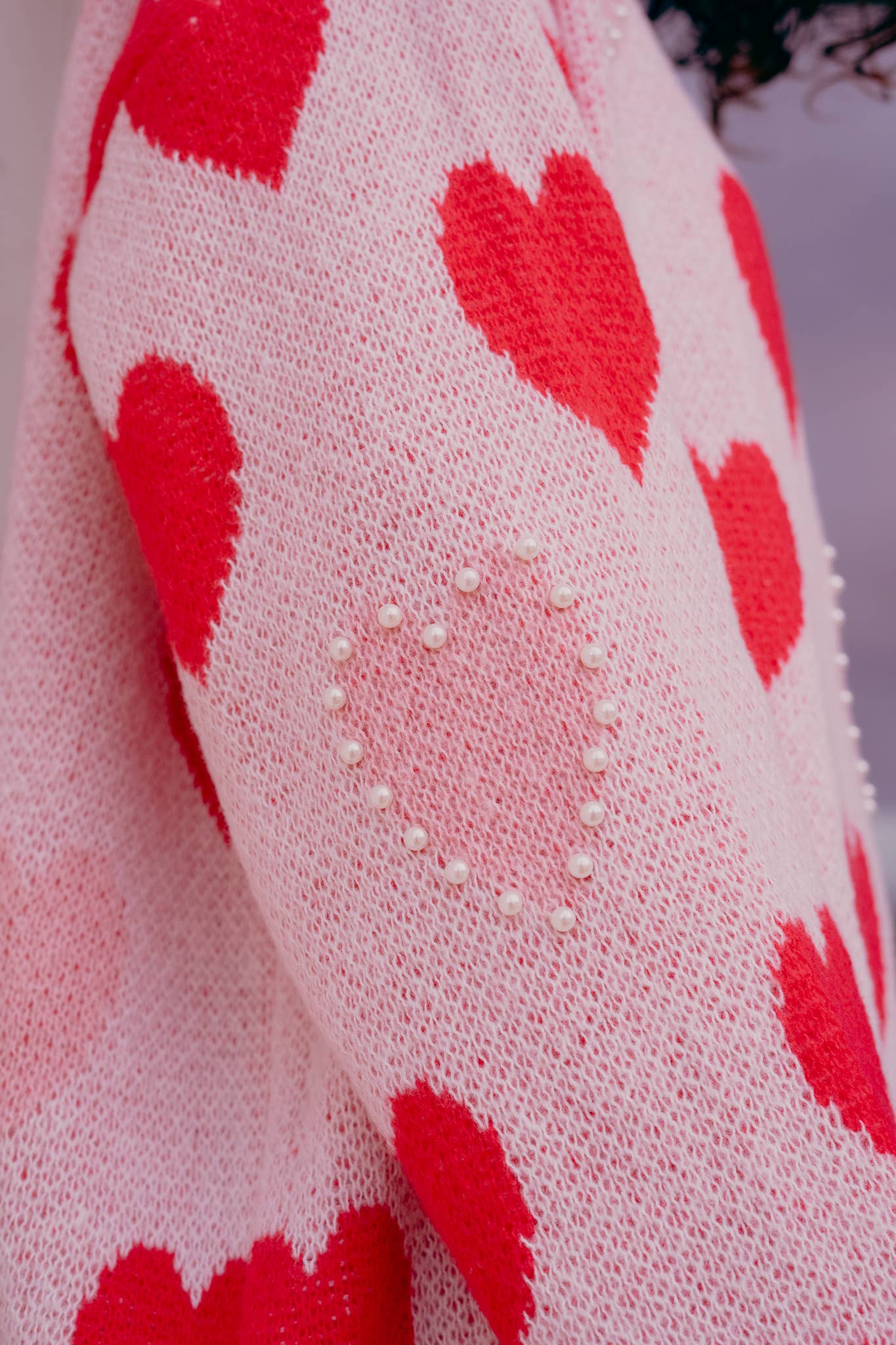 LiveFashionWay - Hearts Pearl Embroidered Sweater