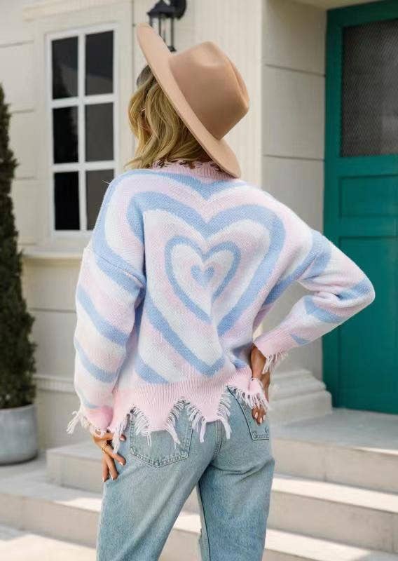 Miss Sparkling - Heart Distressed Sweater