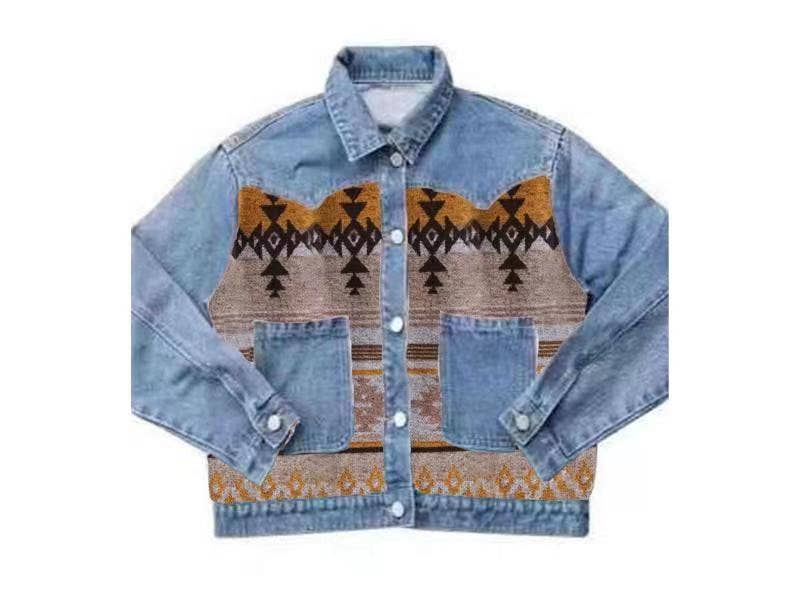Miss Sparkling - Denim Jacket with contrast fabric