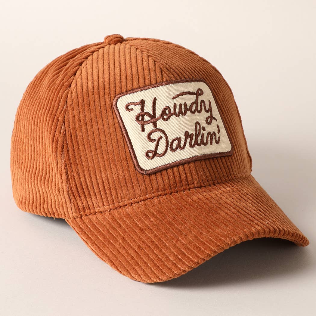 Fashion City - Howdy Darlin' Embroidery Patch Corduroy Cap