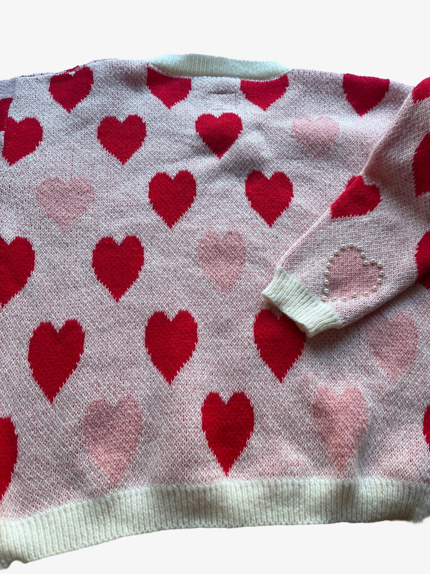 LiveFashionWay - Hearts Pearl Embroidered Sweater