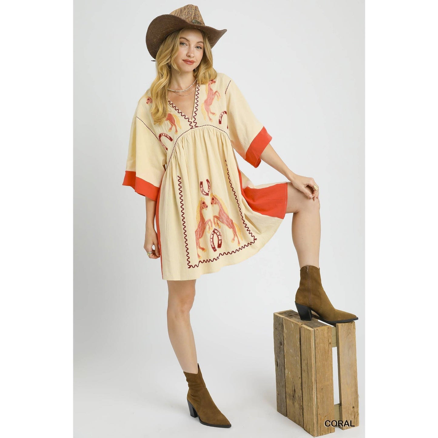 STYLE USA - Western Horse Embroidered Dress
