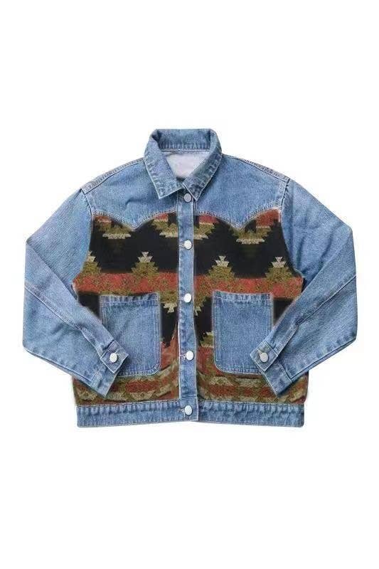 Miss Sparkling - Denim Jacket with contrast fabric