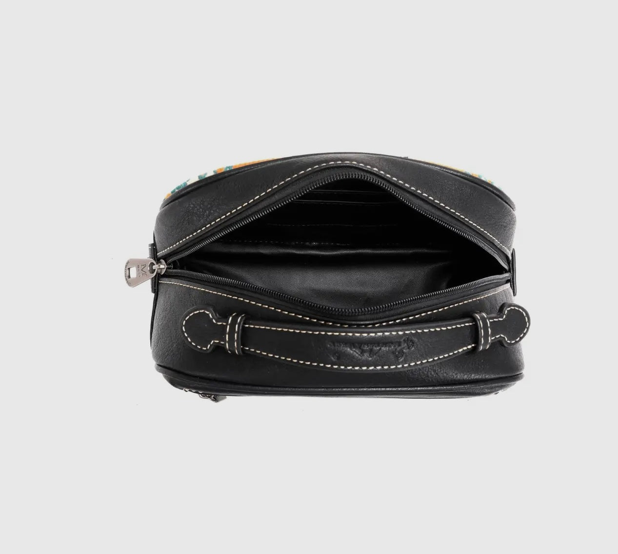 Travel Storage - leather, Aztec print - yellow and black