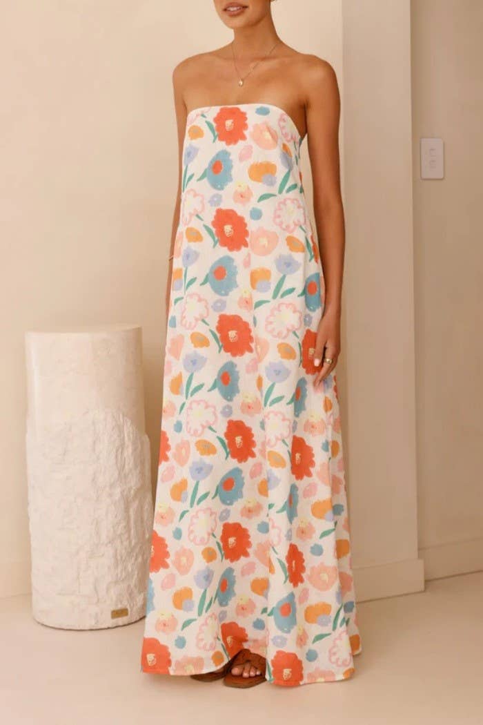 Rosa Clothing - Western cowgirl Desert Theme print strapless dress
