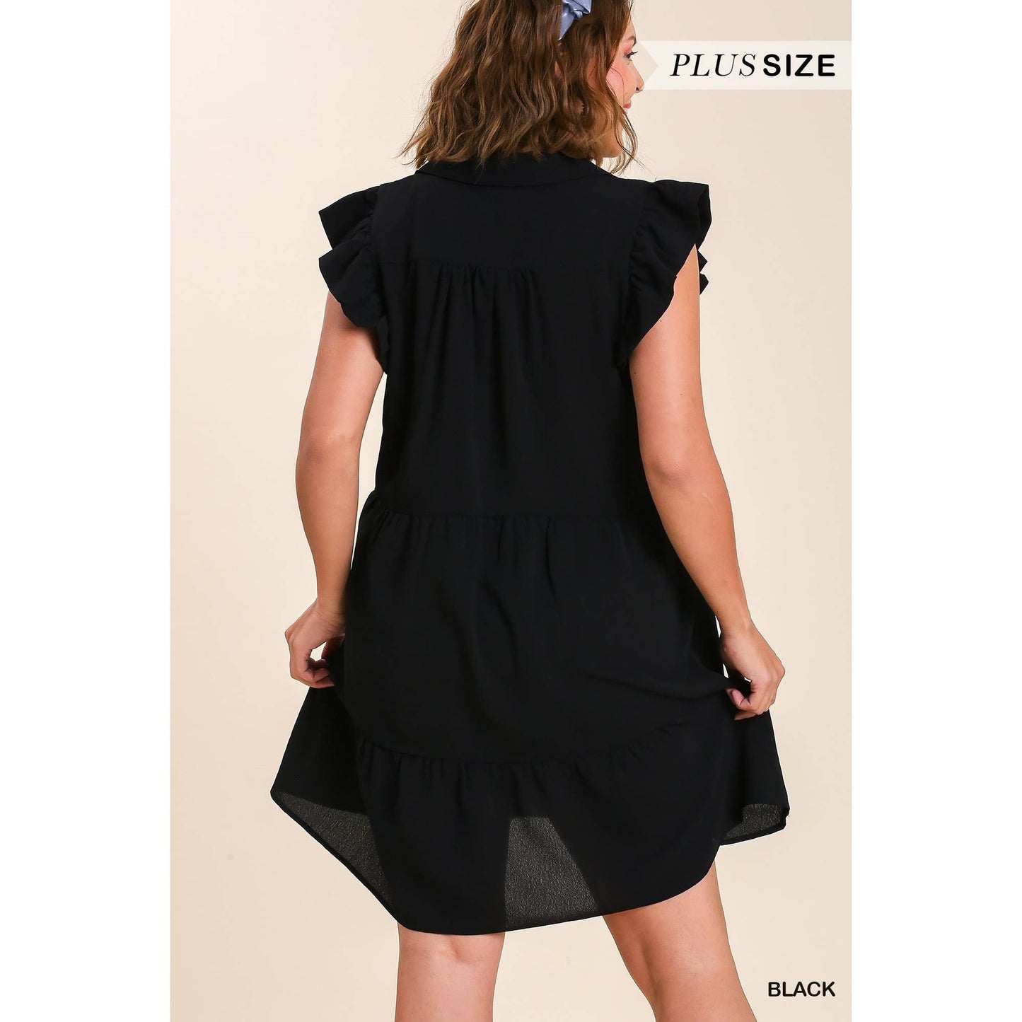 Tiered Short Dress with Flutter Sleeves