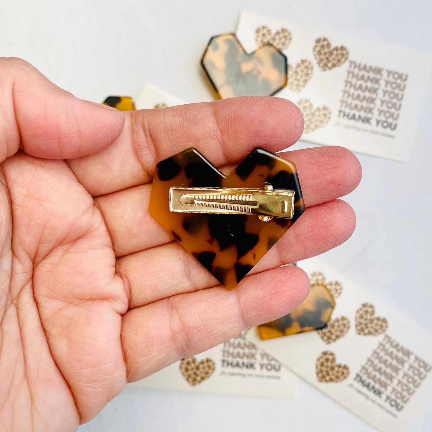 Tiny Gift Society - Thank You Gifts Leopard Heart Hair Clip | Thank You Card