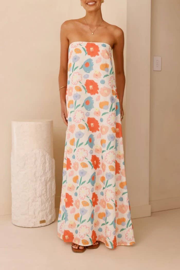 Rosa Clothing - Western cowgirl Desert Theme print strapless dress