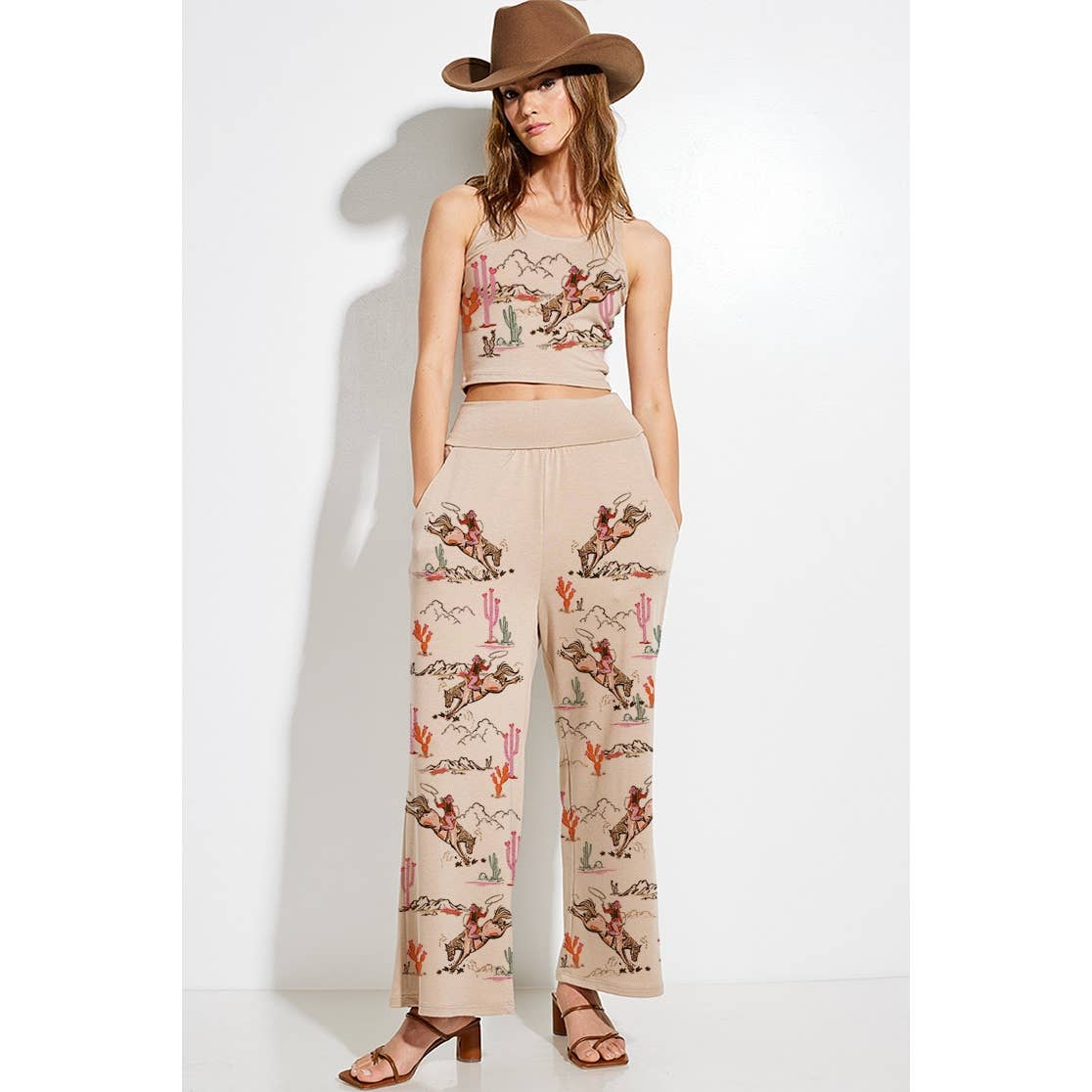 Phil Love - Cowgirl crop tank top and maximized pants set