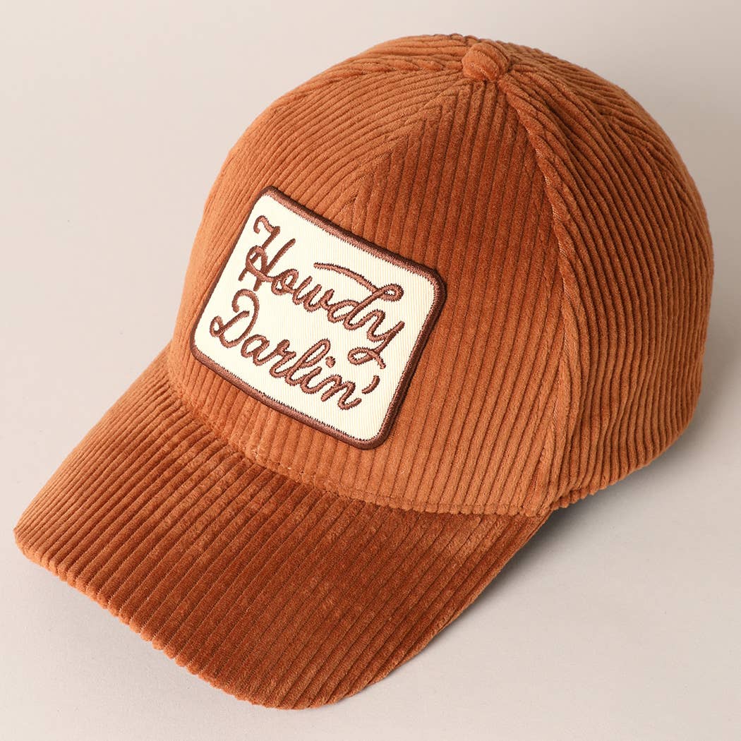 Fashion City - Howdy Darlin' Embroidery Patch Corduroy Cap