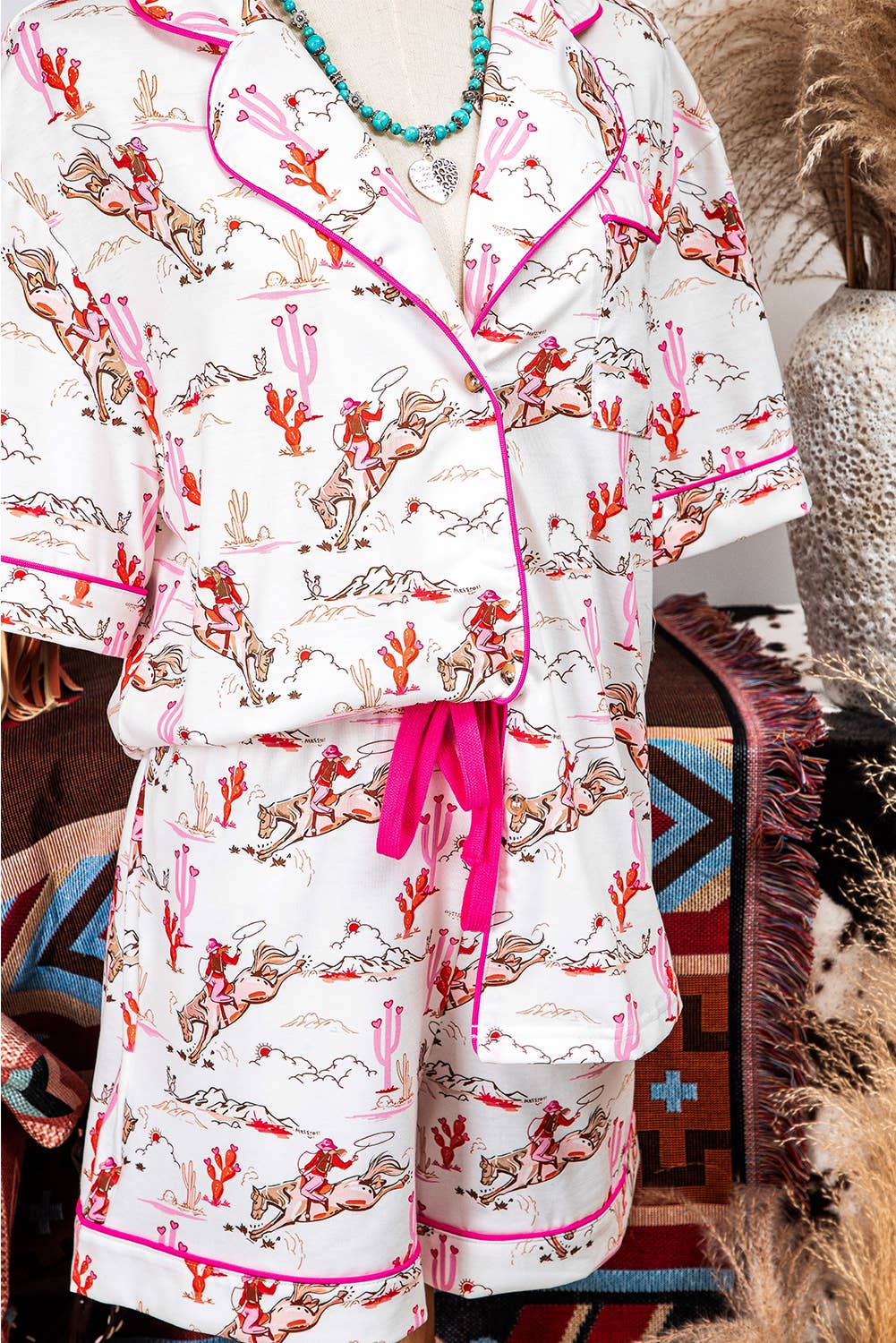 fashionworks - Fashion-W Western Cowgirl Country Print Pajamas Set
