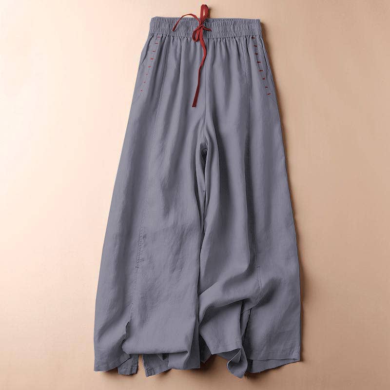 Rosa Clothing - Comfy Daily Elastic Waist Drawstring Wide Leg Pants