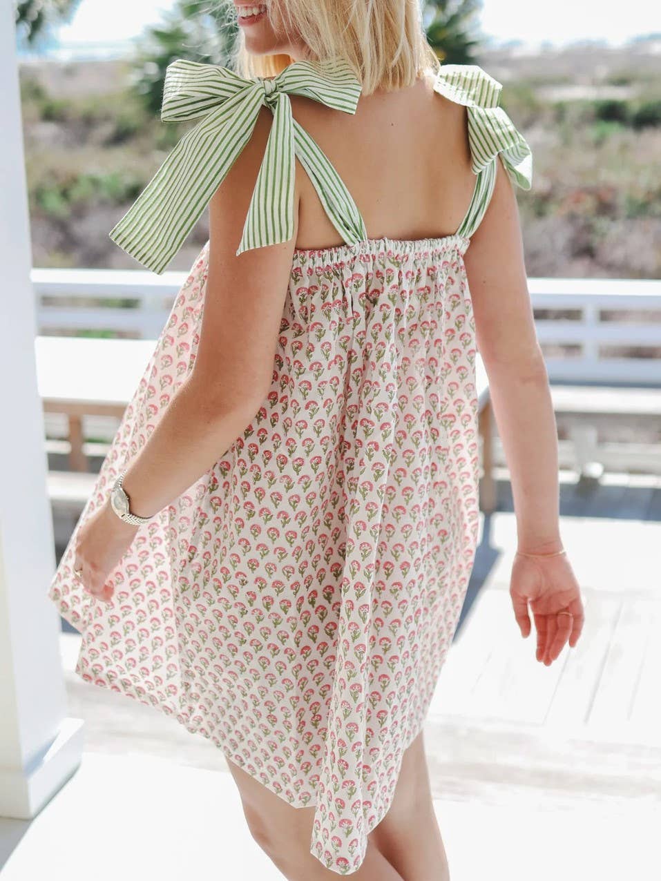Rosa Clothing - Cecina floral bow tie straps mini dress sleep dress