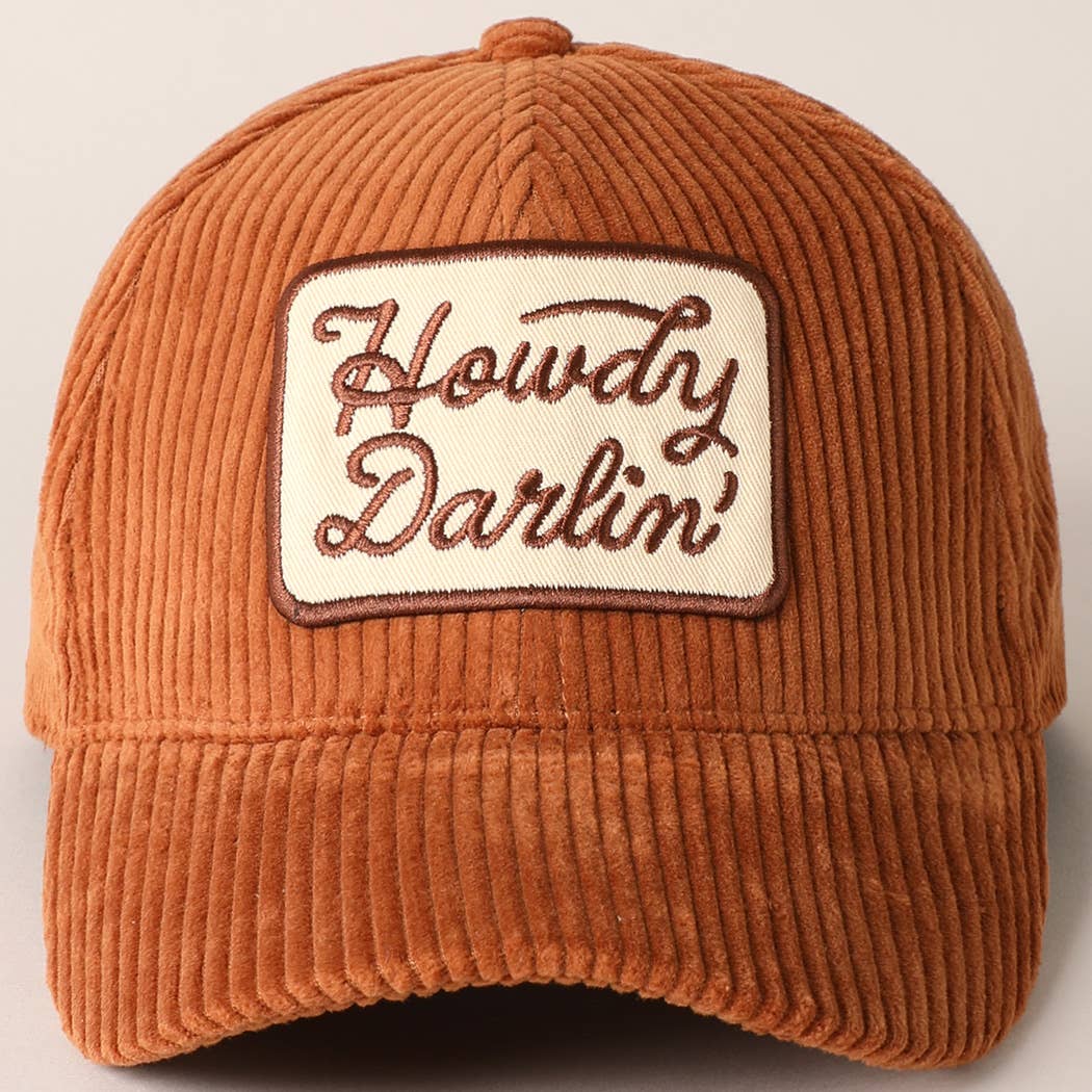 Fashion City - Howdy Darlin' Embroidery Patch Corduroy Cap