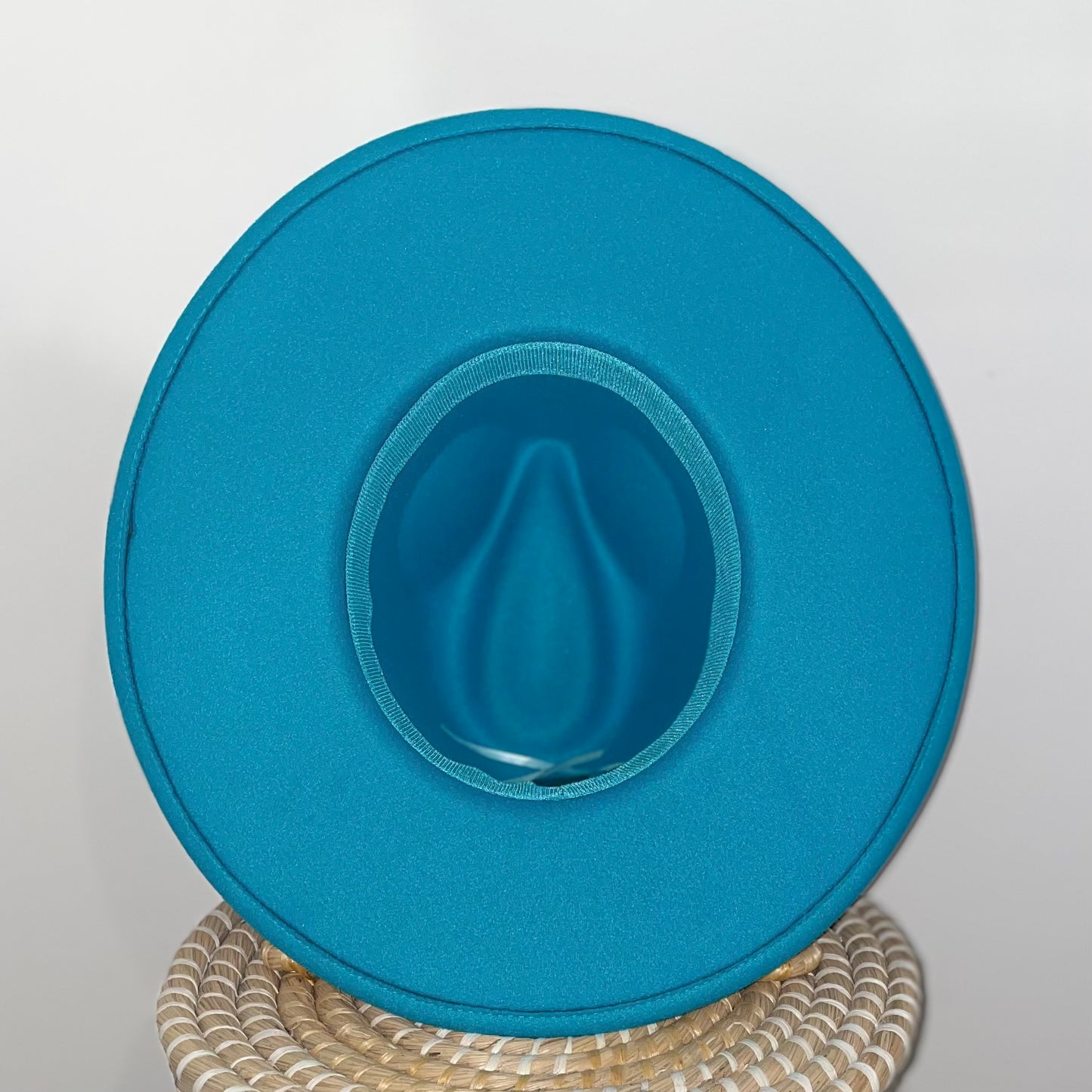 Turquoise Native Bird Flat Rimmed Felt Hat